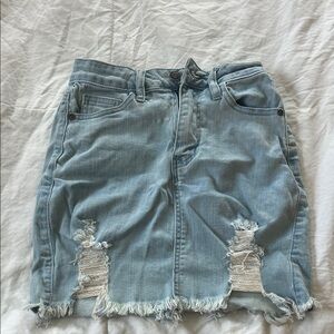 Windsor Light Blue Distressed Denim Skirt